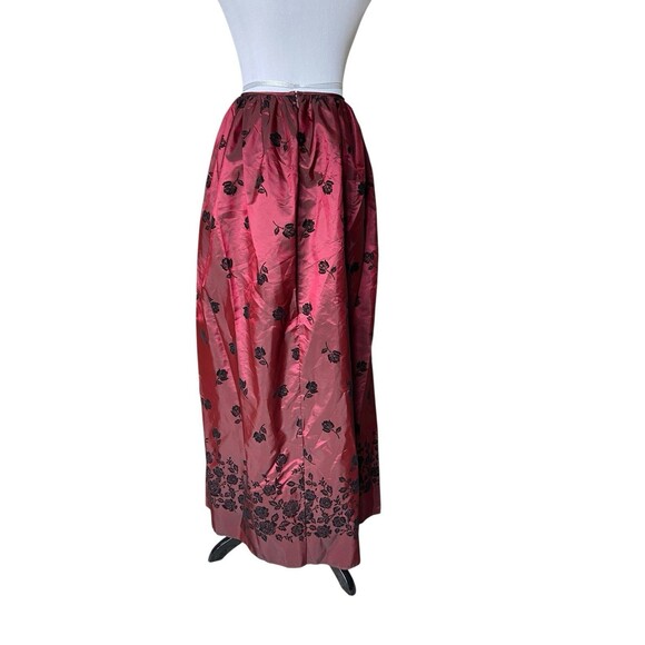 Vintage Jessica McClintock Y2K Velvet Rose Taffeta Skirt Size 10 Wine Whimsygoth - Picture 5 of 15